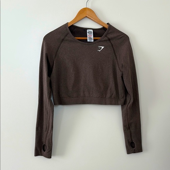 Gymshark Vital Seamless 2.0 Long Sleeve Crop Top Brown Size XXL - Picture 1 of 8